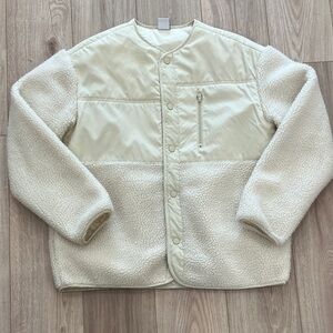 Zara Off-White Oversized Sherpa-Lined Lightweight Shirt Jacket